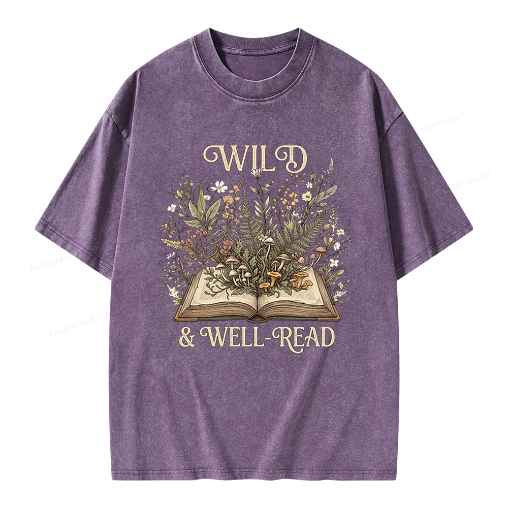 Pagewings Wild And Well-Read Unisex Washed T-shirt