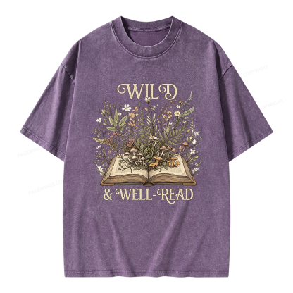 Pagewings Wild And Well-Read Unisex Washed T-shirt