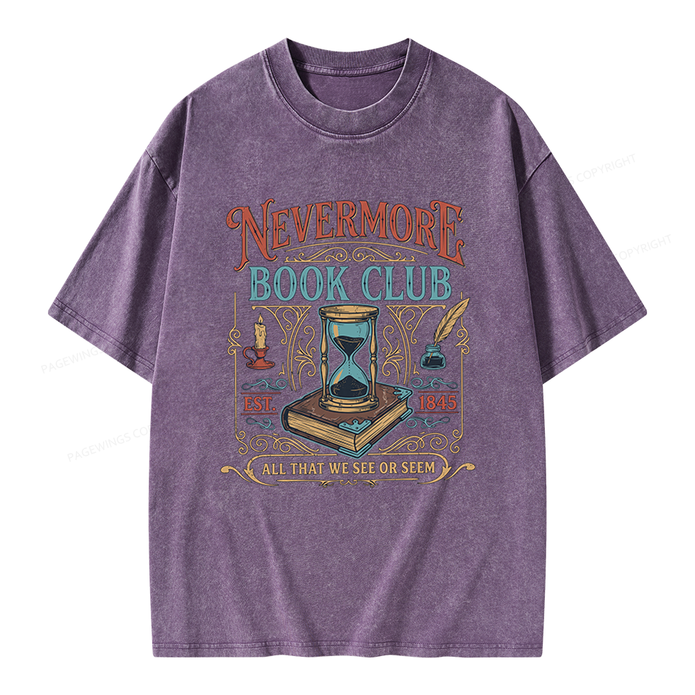 Pagewings Nevermore Book Club Unisex Washed T-shirt
