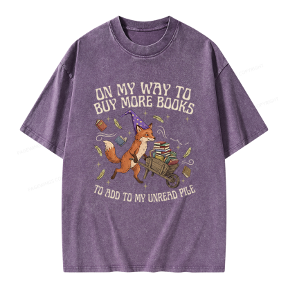 Pagewings On My Way To Buy More Books Unisex Washed T-shirt
