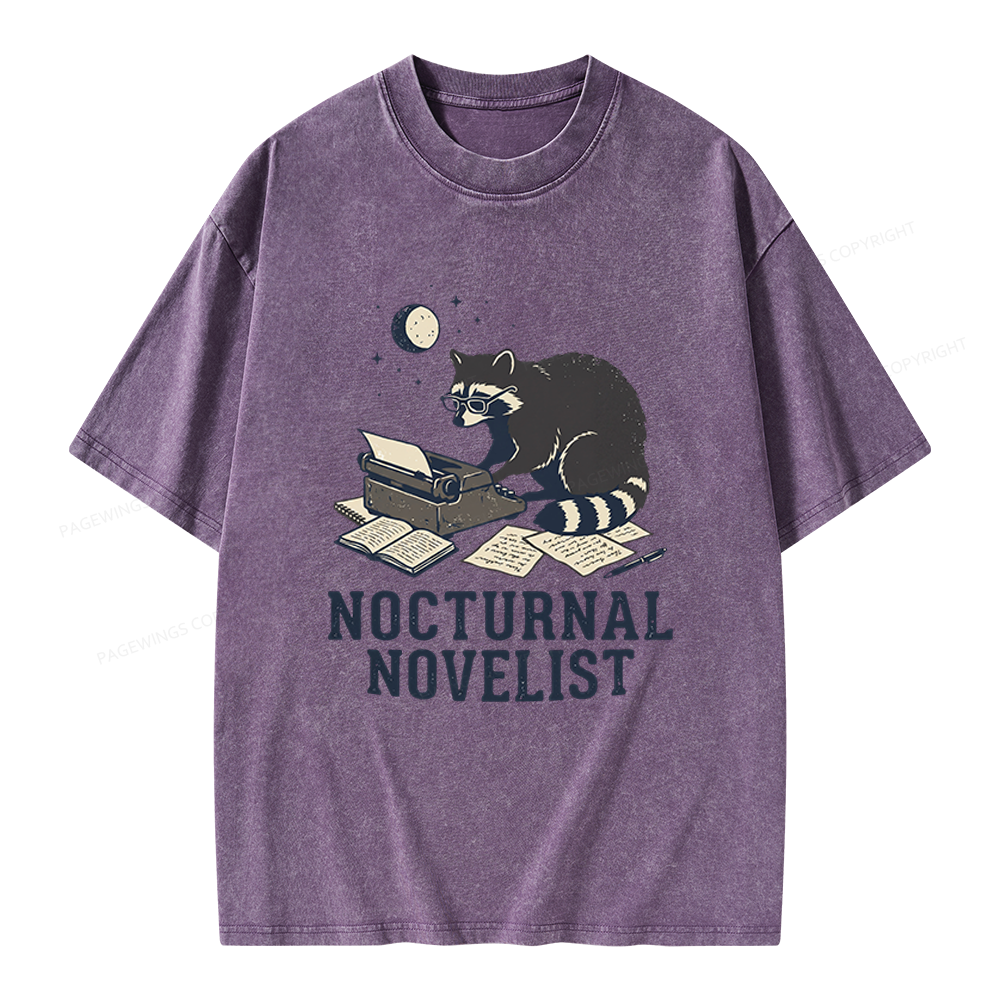 Pagewings Nocturnal Novelist Unisex Washed T-shirt