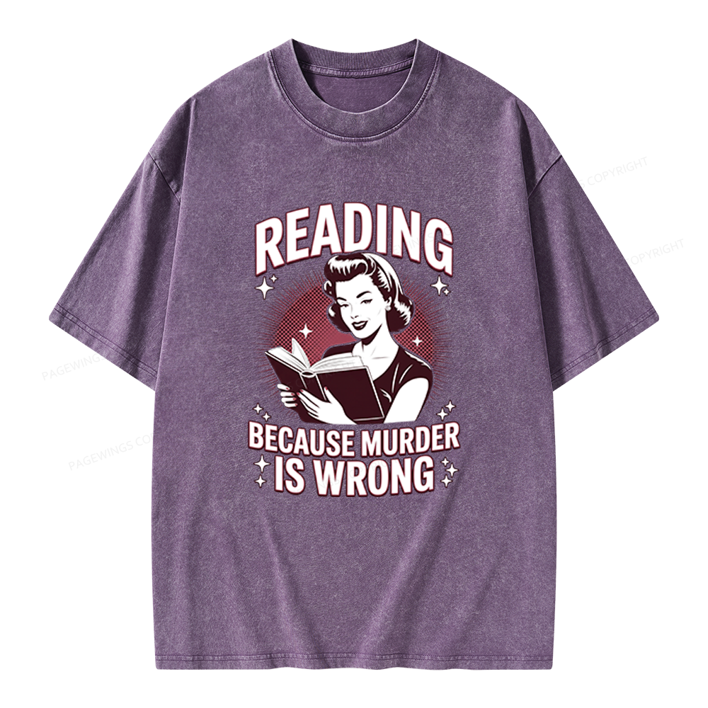 Pagewings Funny Book Lover Unisex Washed T-shirt