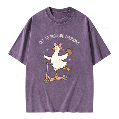 Pagewings Off To Regulate Emotions Unisex Washed T-shirt