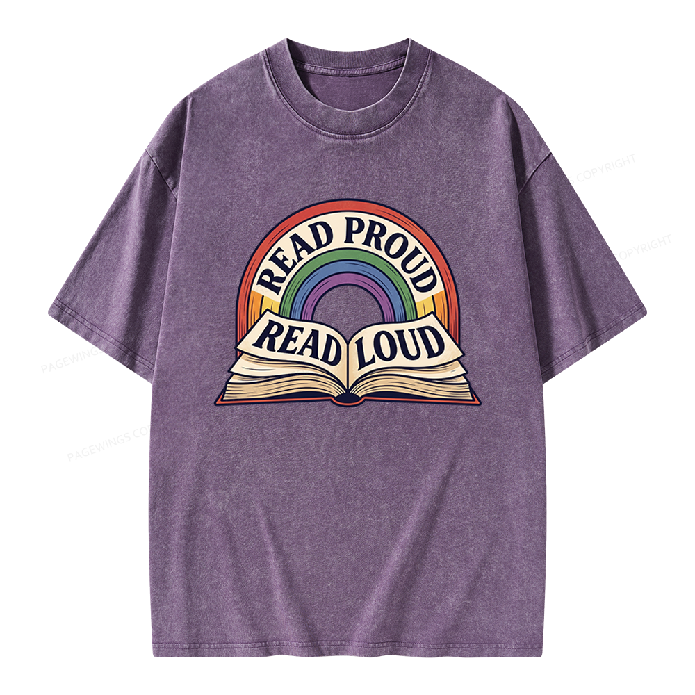 Pagewings Read Proud Read Loud Unisex Washed T-shirt