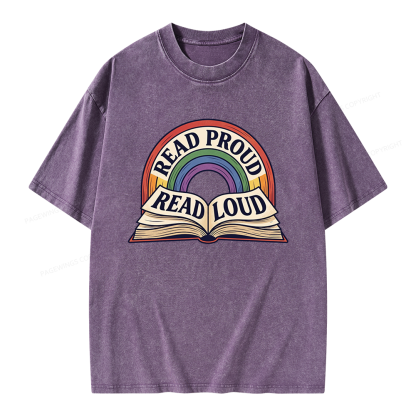 Pagewings Read Proud Read Loud Unisex Washed T-shirt