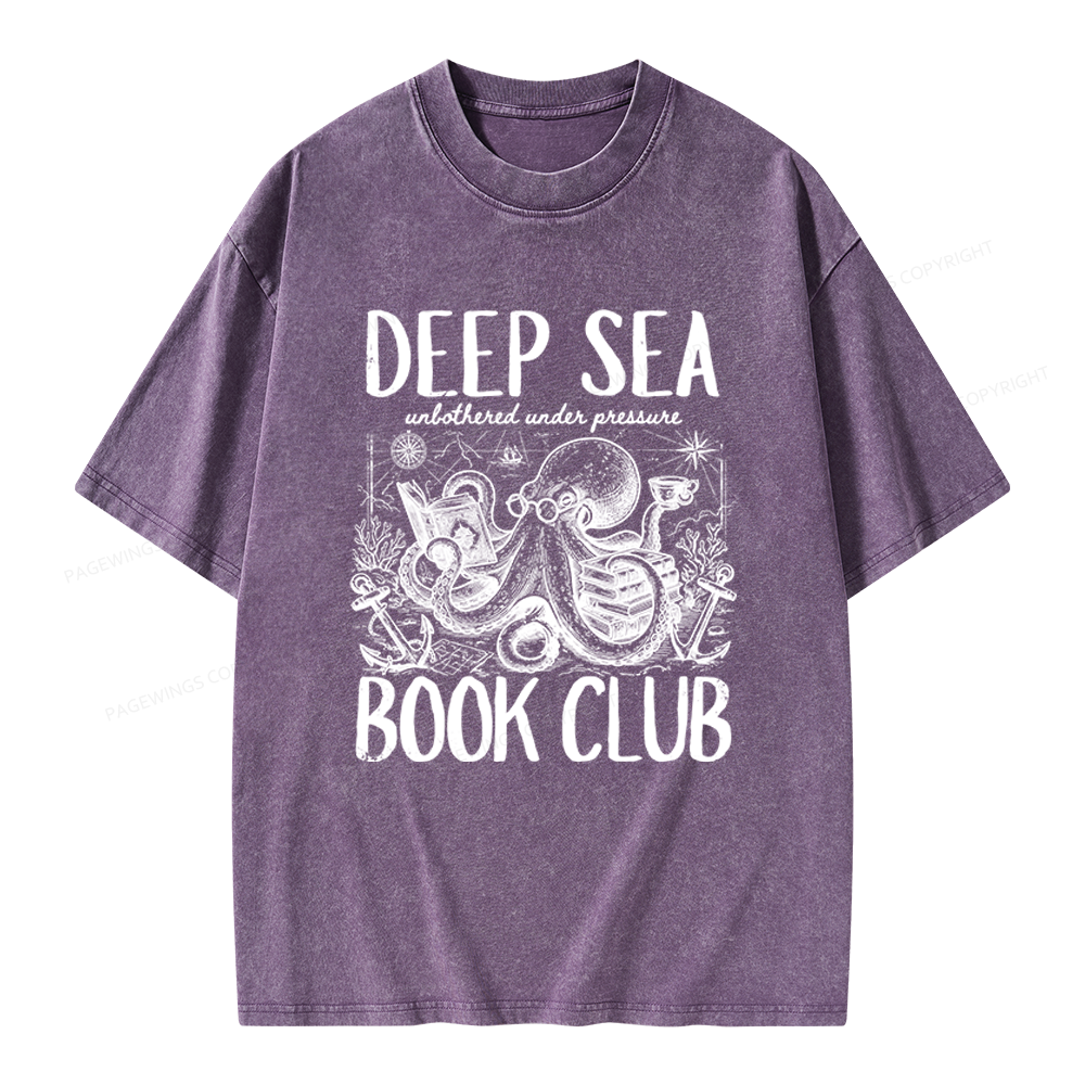 Pagewings Deep Sea Book Club Unisex Washed T-shirt