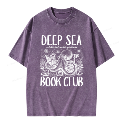 Pagewings Deep Sea Book Club Unisex Washed T-shirt