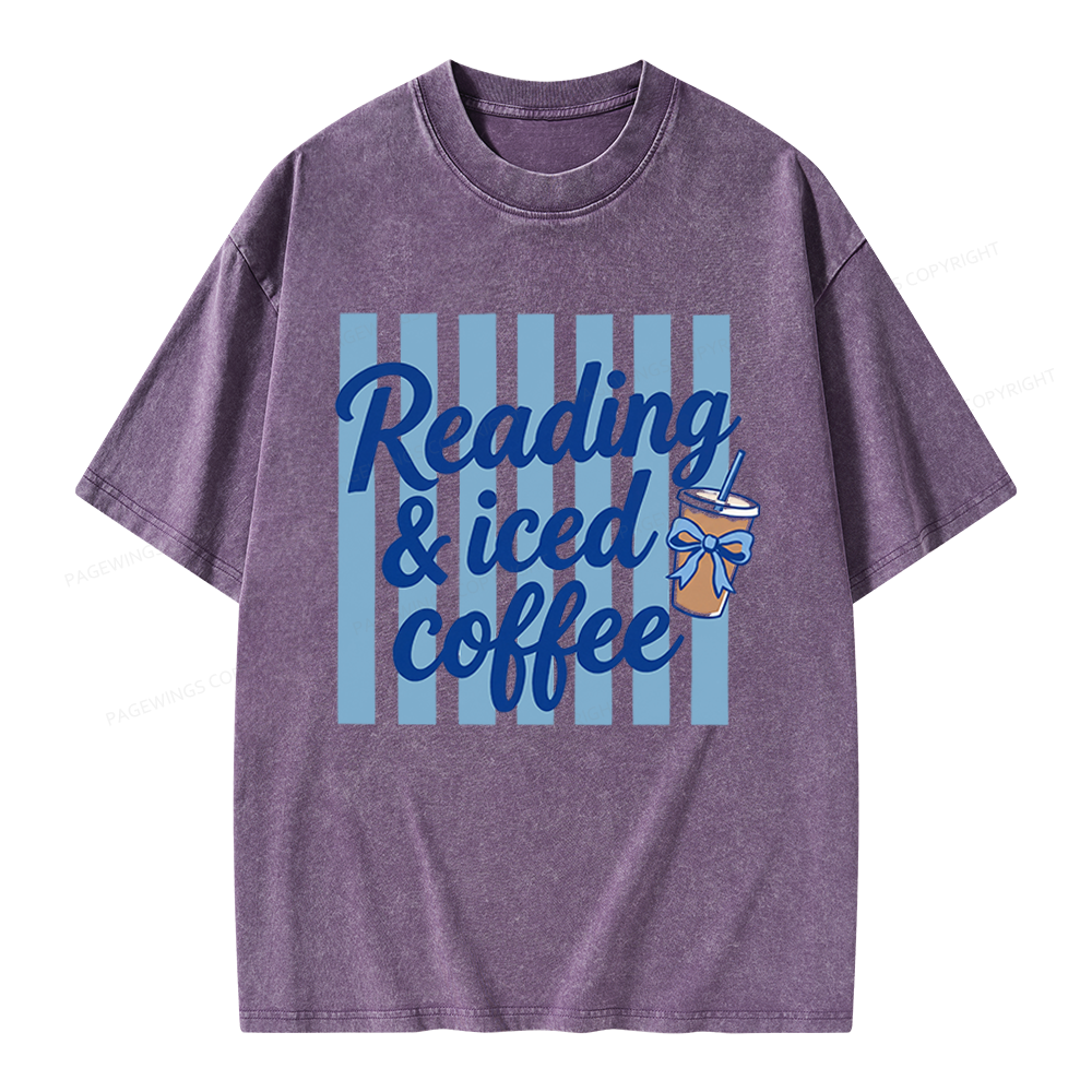 Pagewings Reading And Iced Coffee Unisex Washed T-shirt