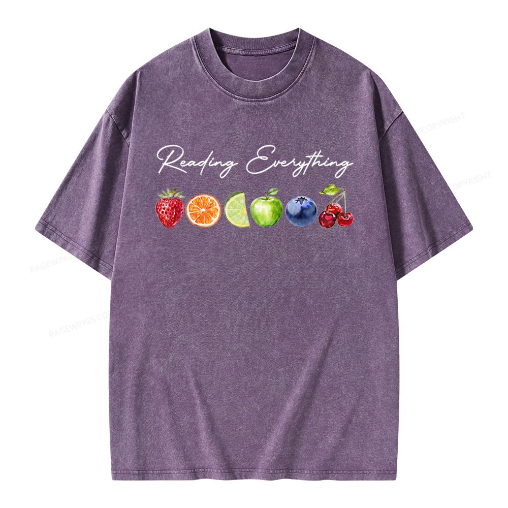 Pagewings Reading Everything Unisex Washed T-shirt