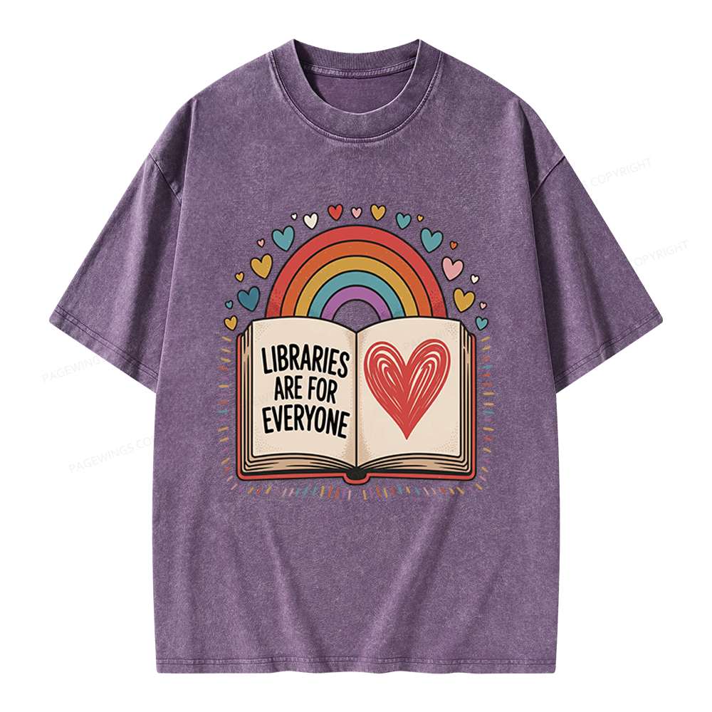 Pagewings Libraries Are For Everyone Unisex Washed T-shirt