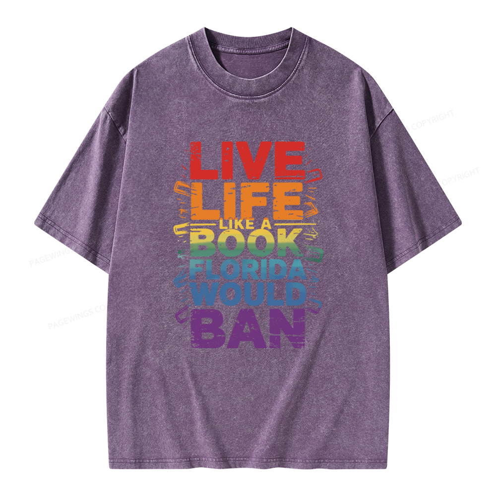 Pagewings Live Life Like A Book Unisex Washed T-shirt