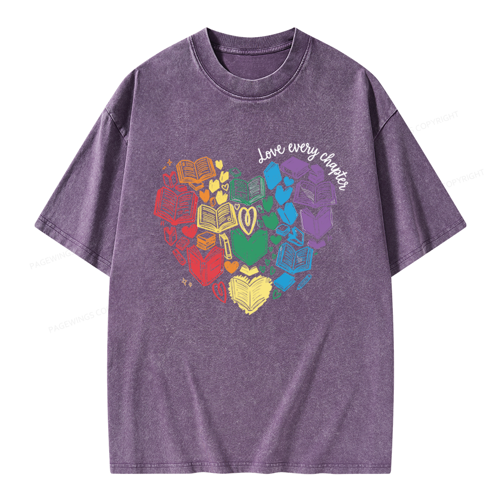 Pagewings Love Every Chapter Unisex Washed T-shirt