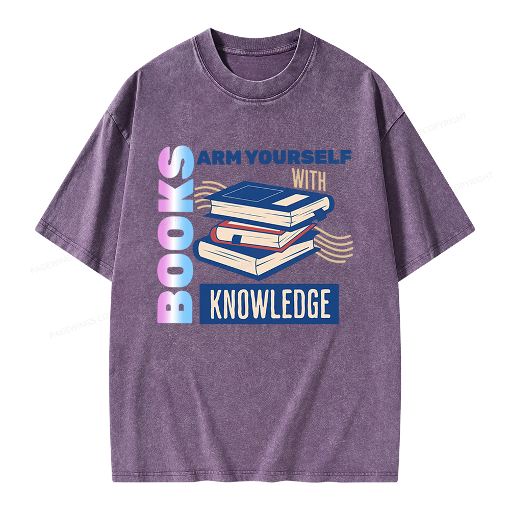 Pagewings Arm Yourself With Knowledge Unisex Washed T-shirt