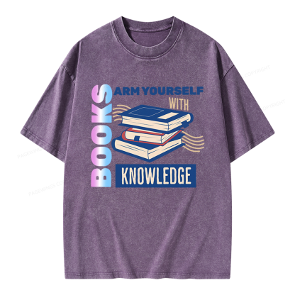 Pagewings Arm Yourself With Knowledge Unisex Washed T-shirt