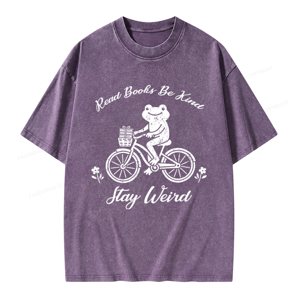 Pagewings Read Books Be Kind Stay Weird Unisex Washed T-shirt