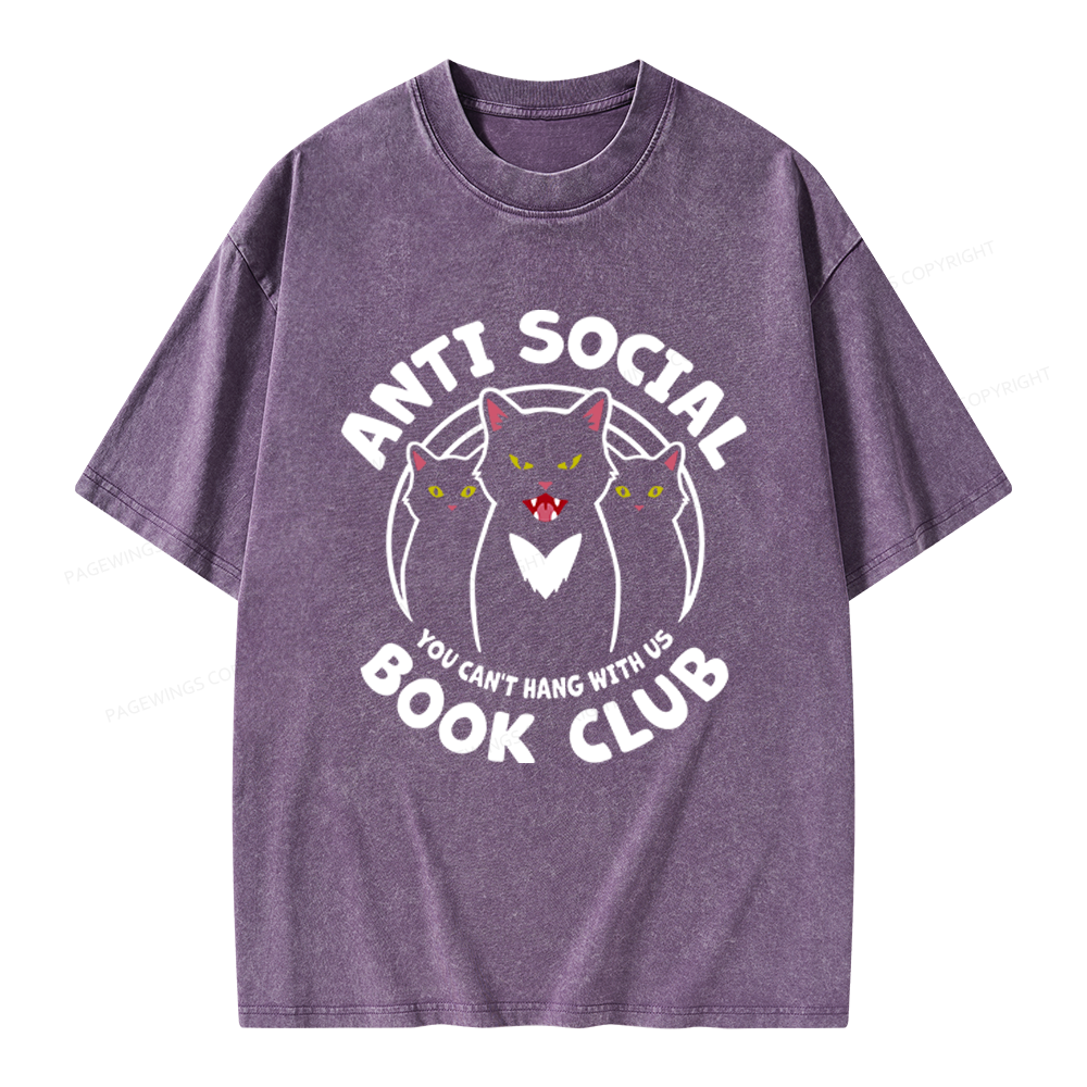 Pagewings Anti Social Book Club Unisex Washed T-shirt