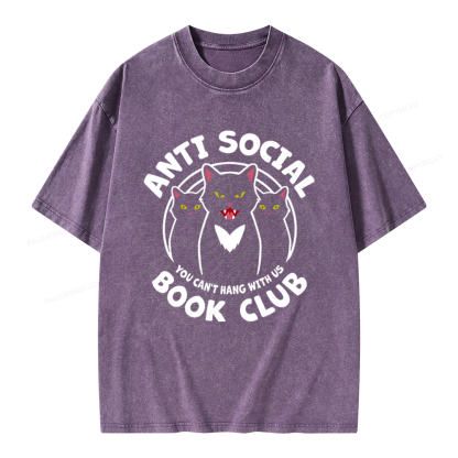 Pagewings Anti Social Book Club Unisex Washed T-shirt
