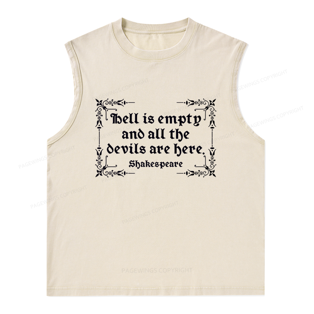 Pagewings Hell Is Empty Unisex Washed Tank Top