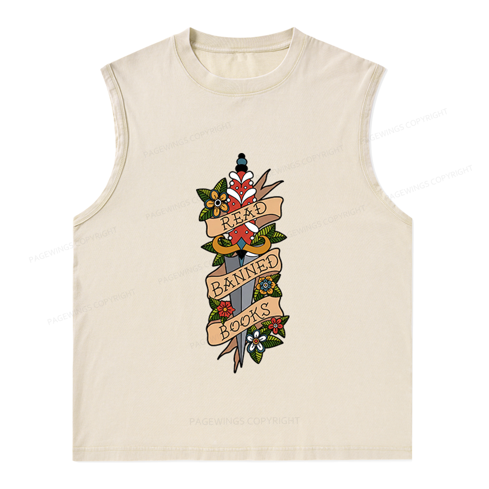 Pagewings Banned Books Unisex Washed Tank Top