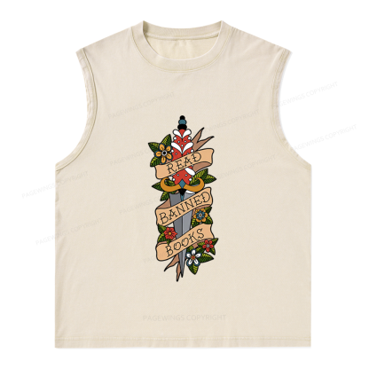 Pagewings Banned Books Unisex Washed Tank Top
