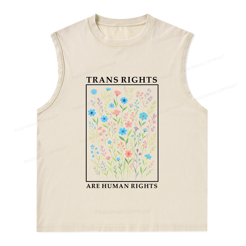 Pagewings Trans Rights Are Human Rights Unisex Washed Tank Top
