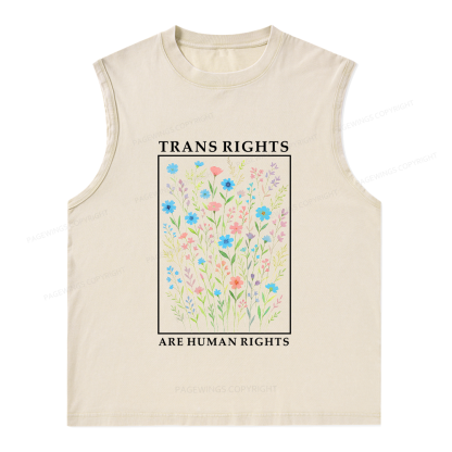 Pagewings Trans Rights Are Human Rights Unisex Washed Tank Top