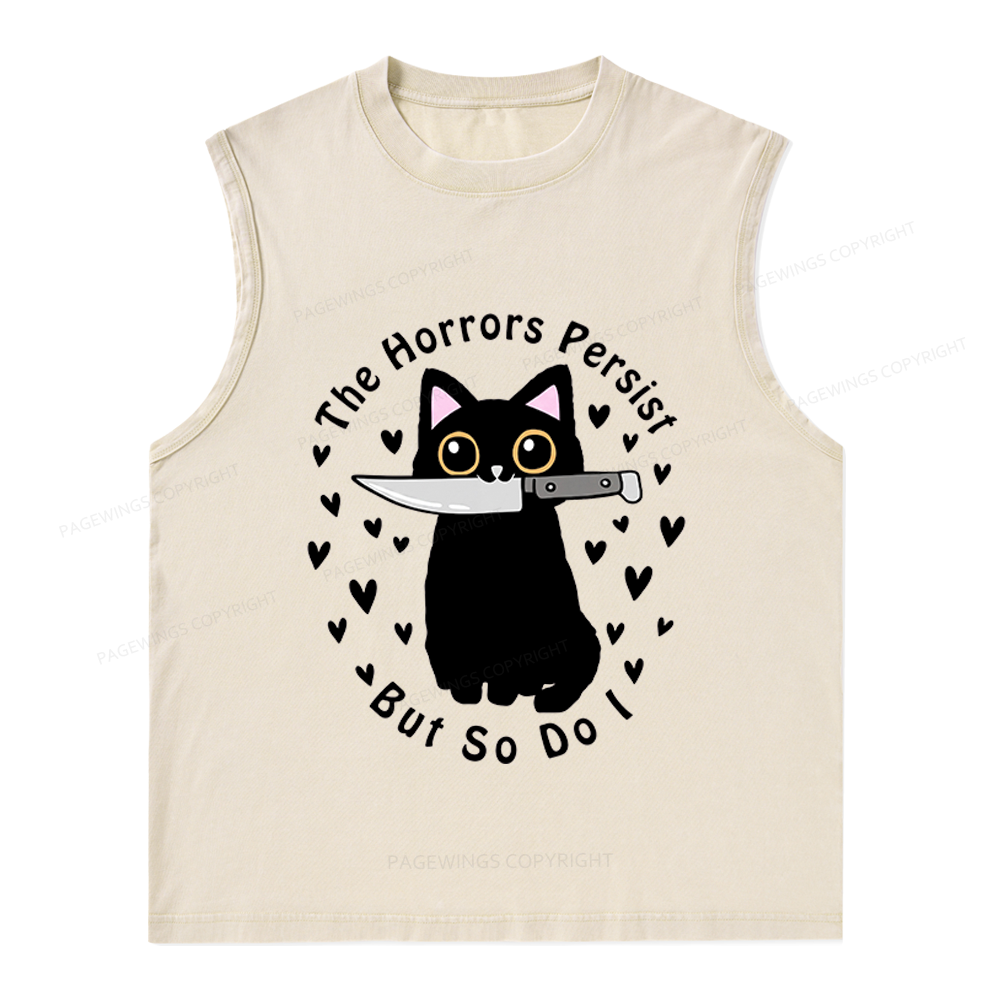 Pagewings The Horrors Persist But So Do I Unisex Washed Tank Top
