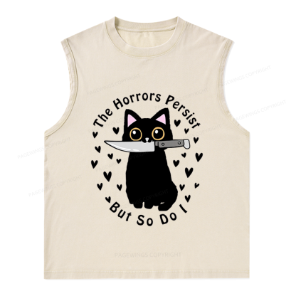 Pagewings The Horrors Persist But So Do I Unisex Washed Tank Top
