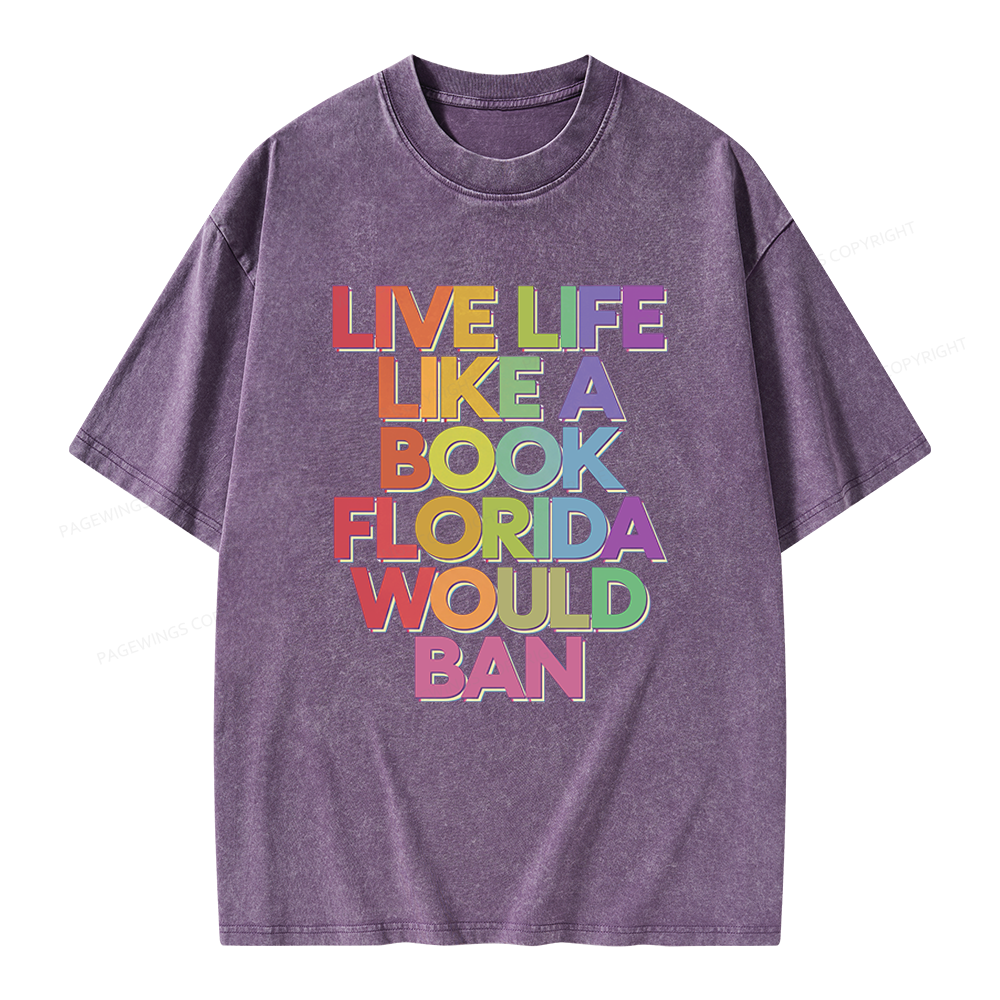 Pagewings Live Life Like A Book Unisex Washed T-shirt