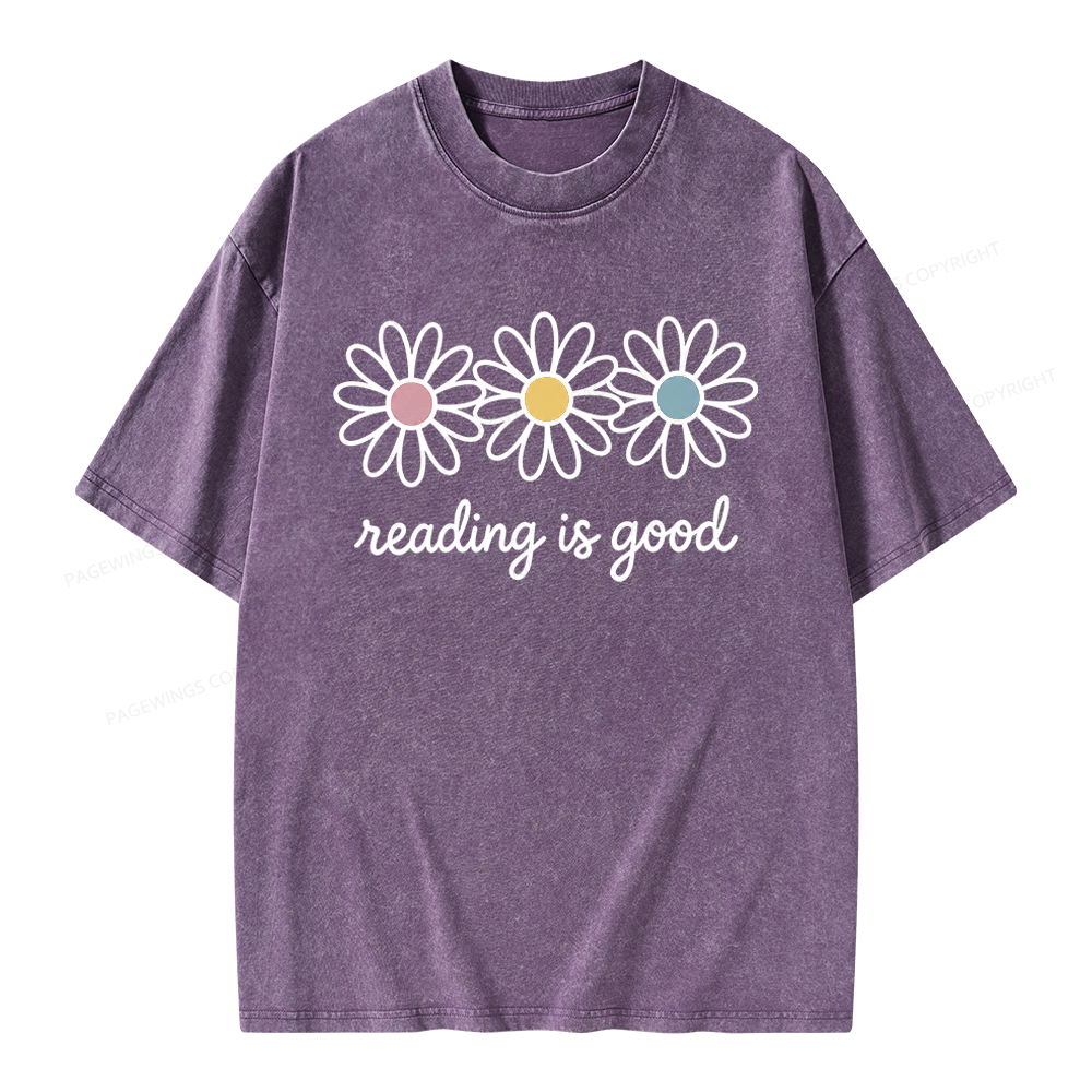 Pagewings Reading Is Good Unisex Washed T-shirt