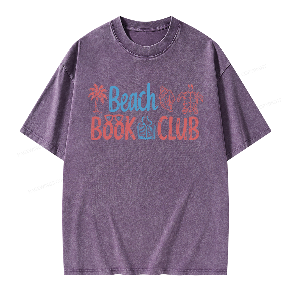 Pagewings Beach Book Club Unisex Washed T-shirt