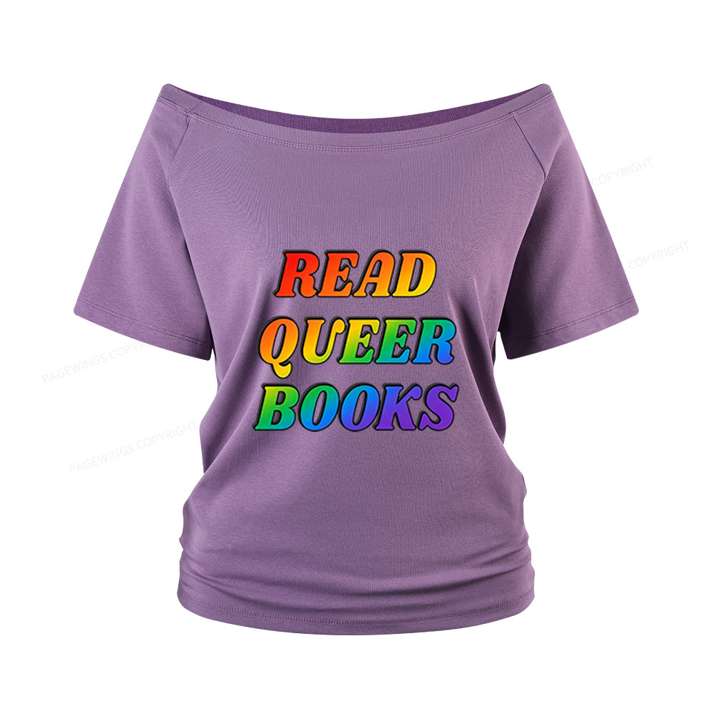 Pagewings Queer Books Women Off Shoulder T-shirts
