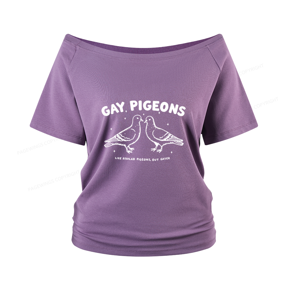 Pagewings Gay Pigeons Women Off Shoulder T-shirts