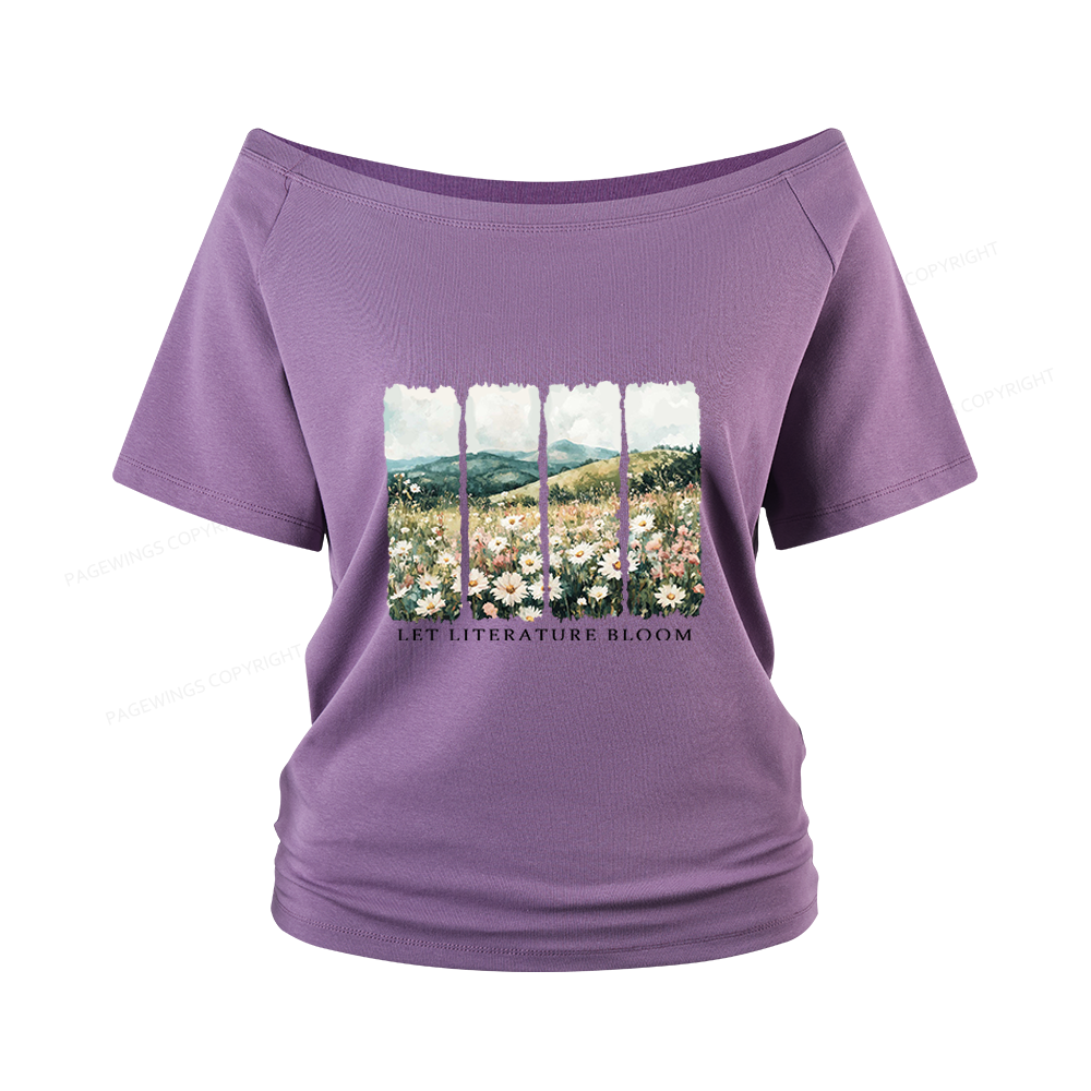 Pagewings Let Literature Bloom Women Off Shoulder T-shirts