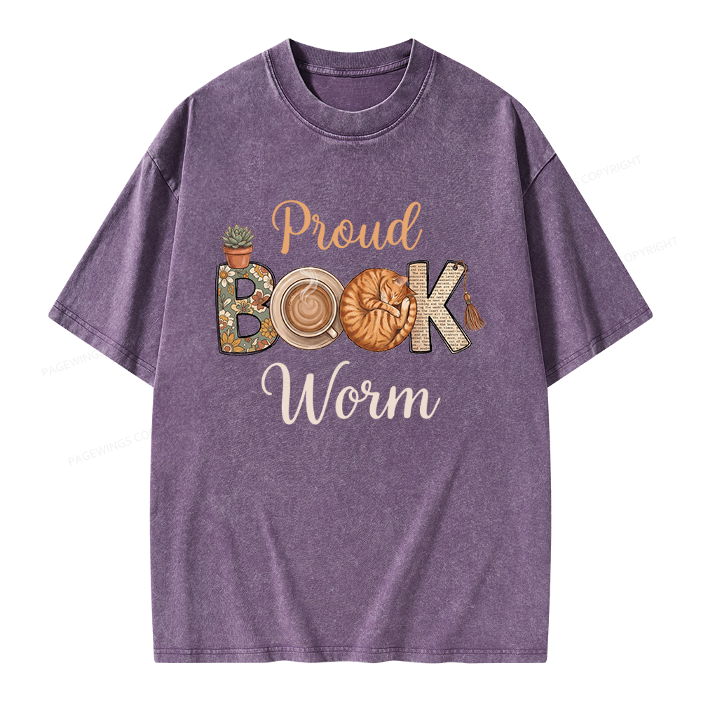 Pagewings Proud Book Worm Unisex Washed T-shirt