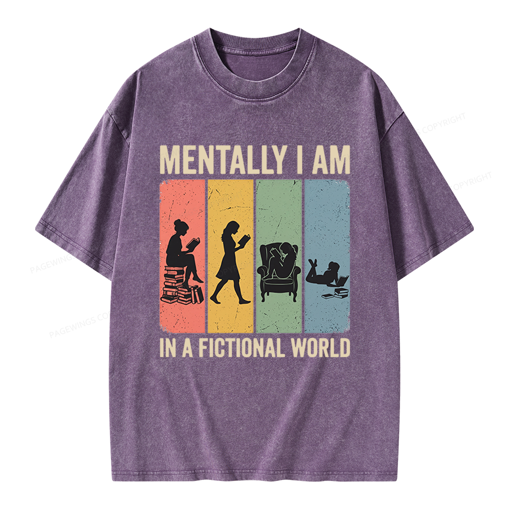 Pagewings Reading In A Fictional World Unisex Washed T-shirt