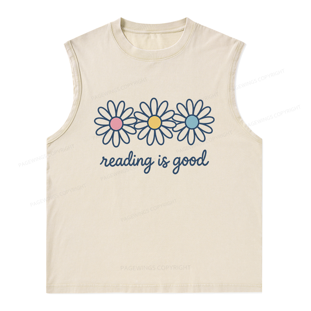 Pagewings Reading Is Good Unisex Washed Tank Top