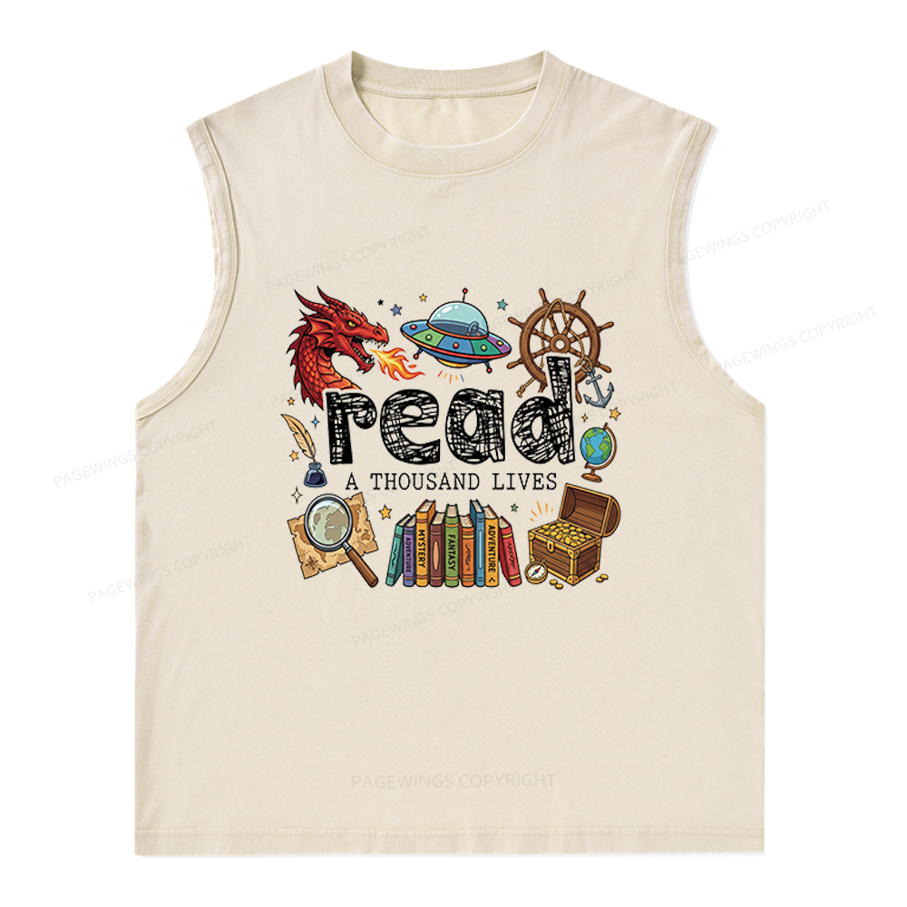Pagewings Read A Thousand Lives Unisex Washed Tank Top
