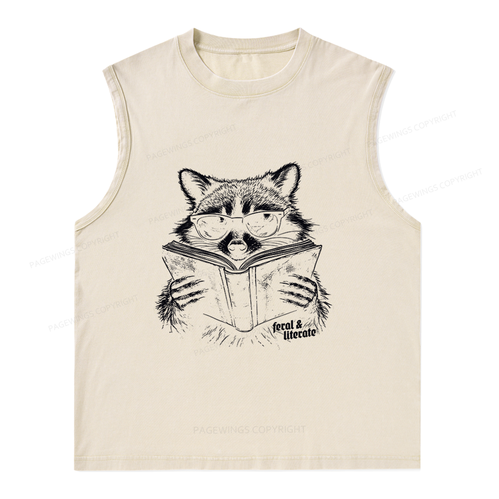 Pagewings Funny Raccoon Unisex Washed Tank Top