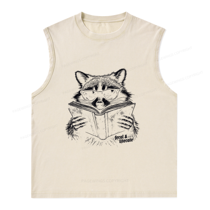 Pagewings Funny Raccoon Unisex Washed Tank Top