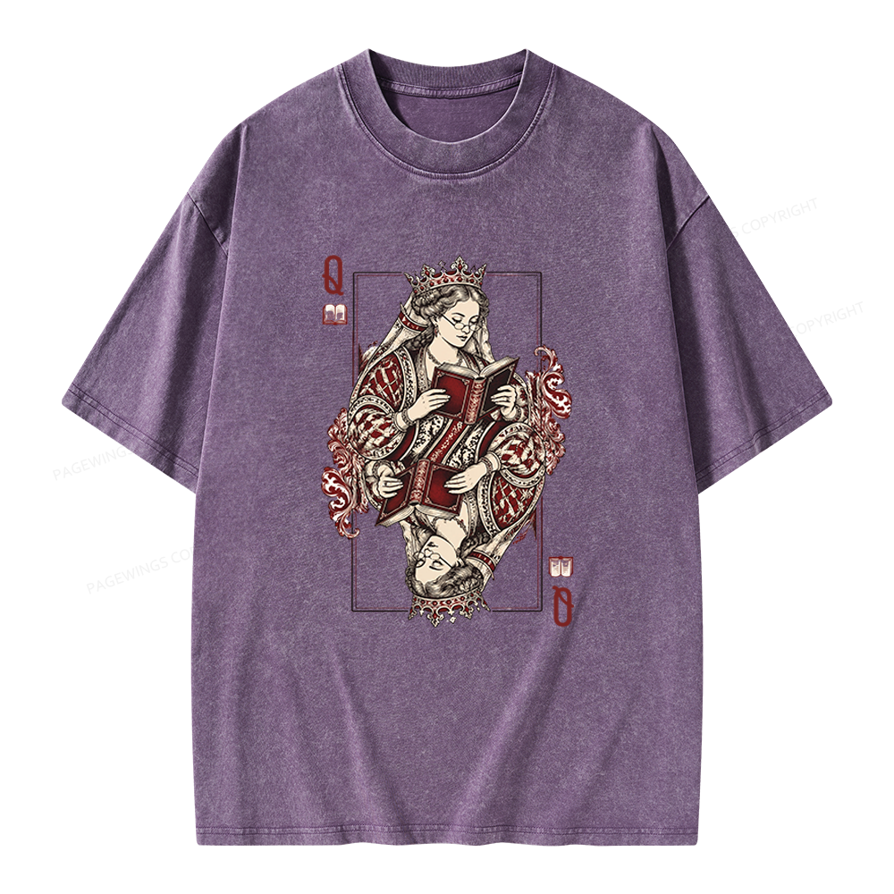 Pagewings Queen of Books Unisex Washed T-shirt