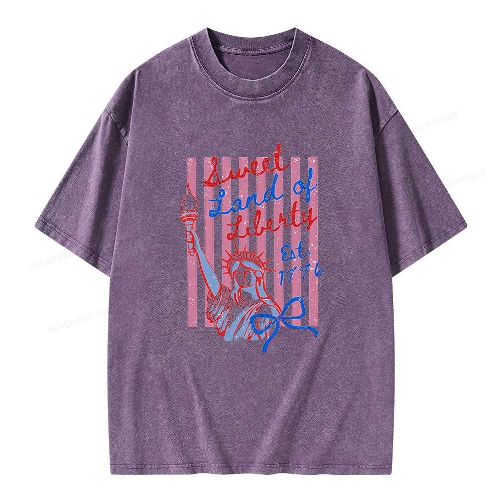 Pagewings Sweet Land of Liberty Unisex Washed T-shirt