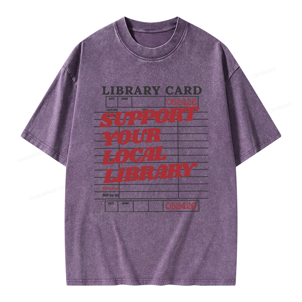 Pagewings Support your Local Library Unisex Washed T-shirt