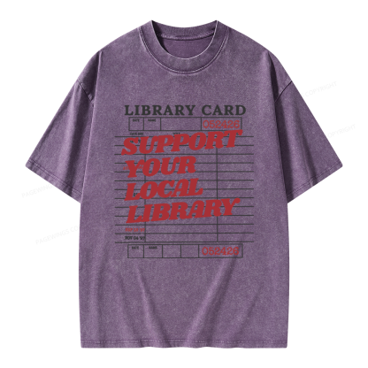 Pagewings Support your Local Library Unisex Washed T-shirt