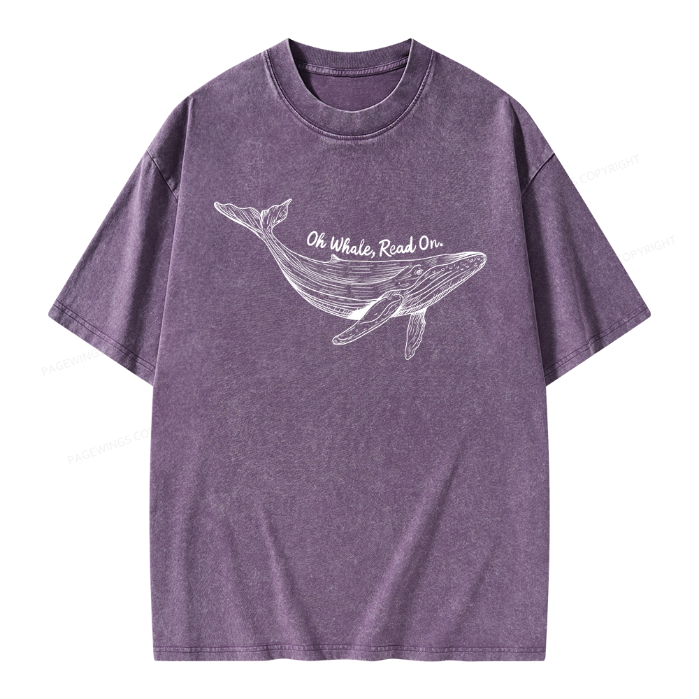 Pagewings Oh Whale Read On Unisex Washed T-shirt