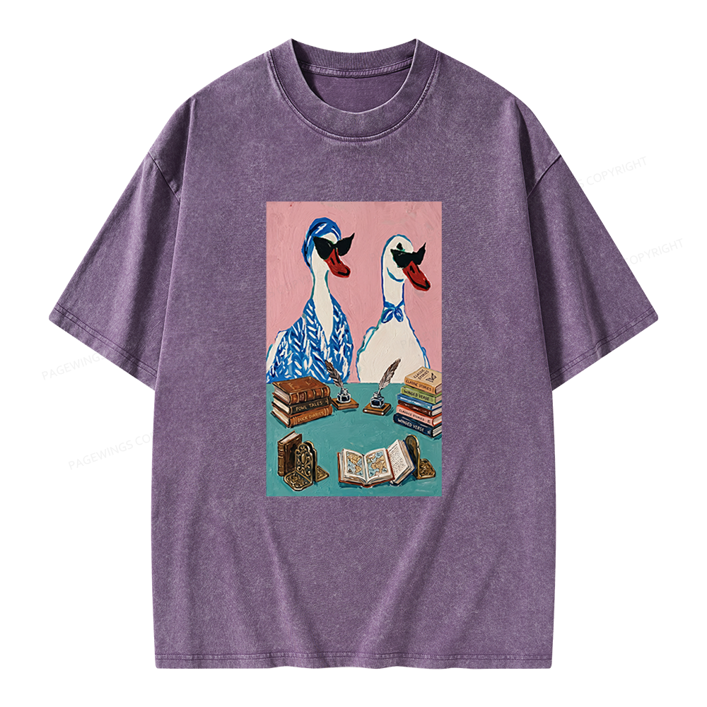 Pagewings Duck Book Club Unisex Washed T-shirt