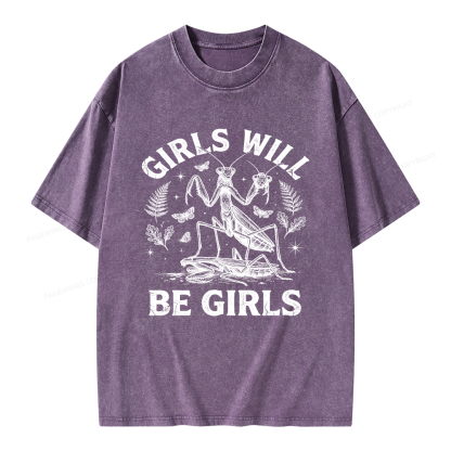 Pagewings Girls Will Be Girls Unisex Washed T-shirt