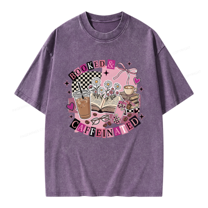 Pagewings Bookish Coffee Lover Unisex Washed T-shirt