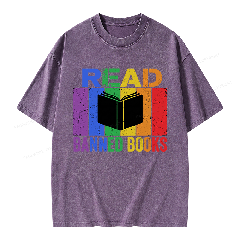 Pagewings Read Banned Books Unisex Washed T-shirt