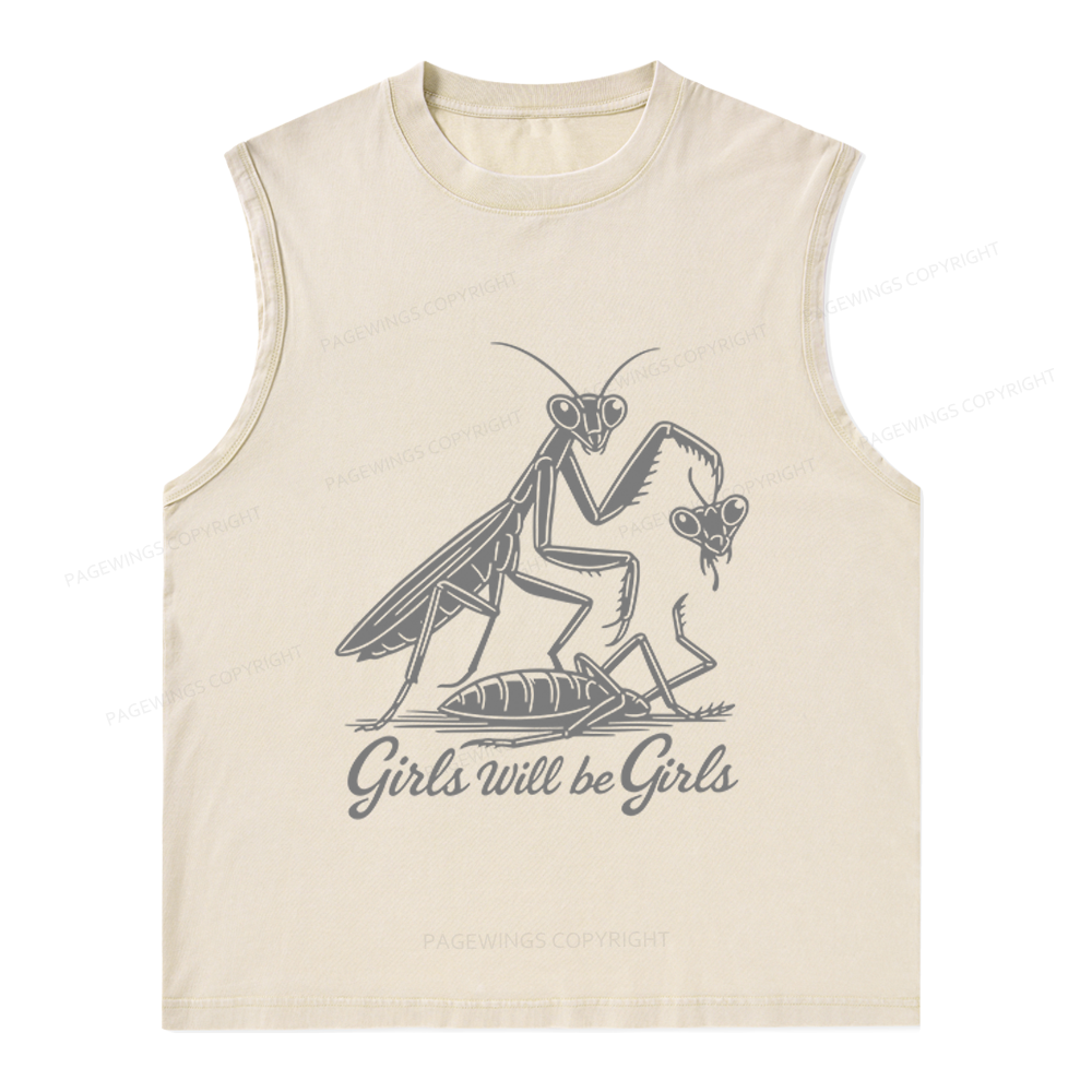 Pagewings Girls Will Be Girls Unisex Washed Tank Top